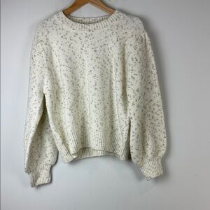 Mango Cream Speckled Crew Neck Sweater Size Large